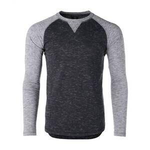 NEW ZIMEGO men's baseball retro contrast long sleeve raglan t-shirt in heather/b